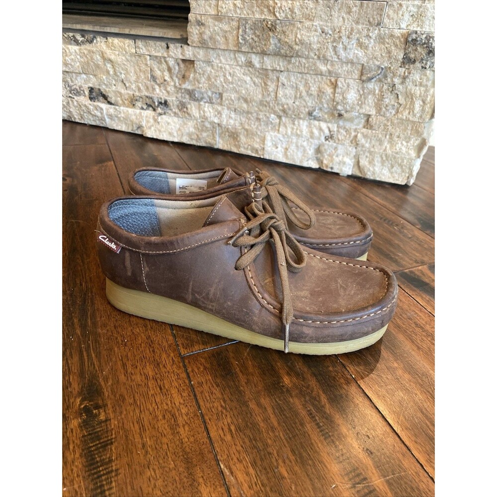 Clarks Stinson Low Crepe Sole Size 7M Brown Leather Moc Toe Chukka Boot
